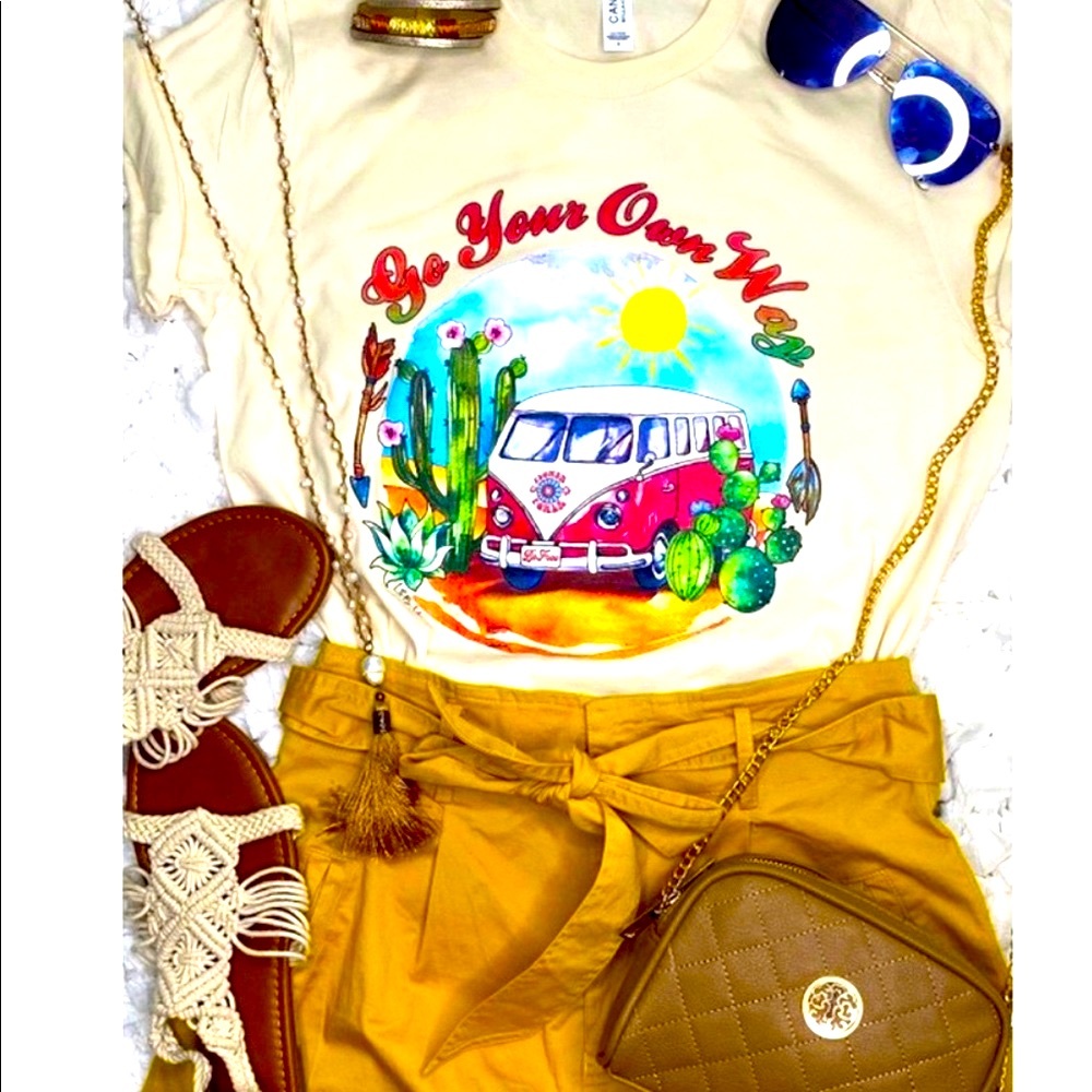 Tee Shirt Short Sleeve Top Graphic Go Your Own Way